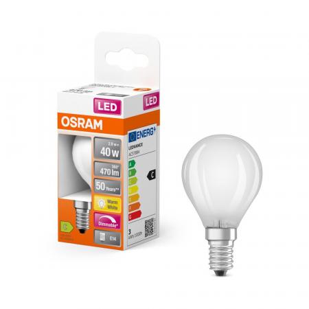 OSRAM E14 SUPERSTAR+ CLASSIC LED Lampe Tropfenform dimmbar 2,9W wie 40W 2700K warmweißes Licht matt